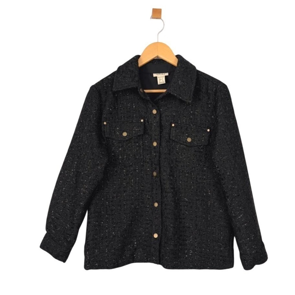 Ariat Jewel Tweed Jacket Black Metallic Western Shacket Western Chic Small - Picture 4 of 9